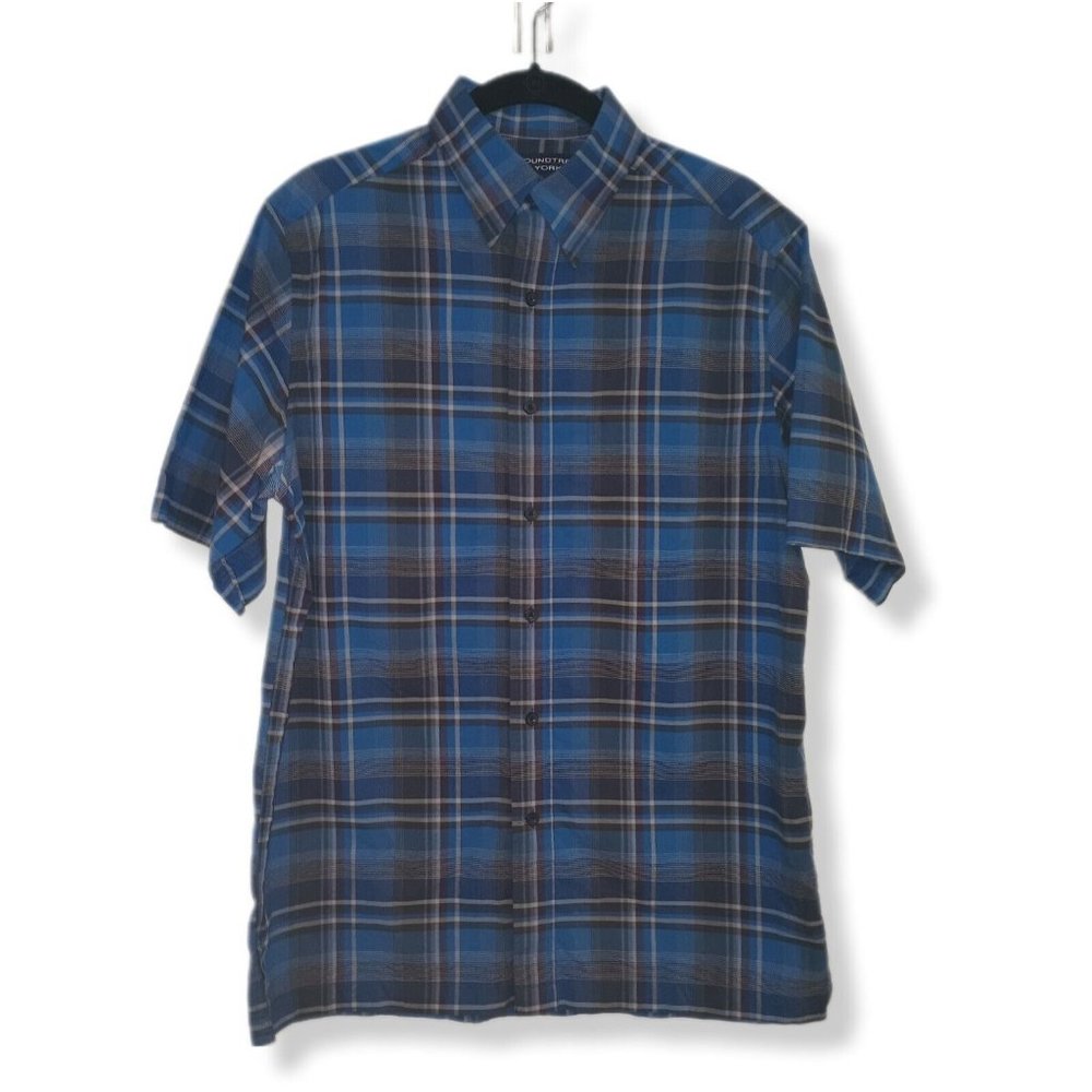 Roundtree & Yorke Men's Shirt Midweight Short-Sleeve Button-Front Small